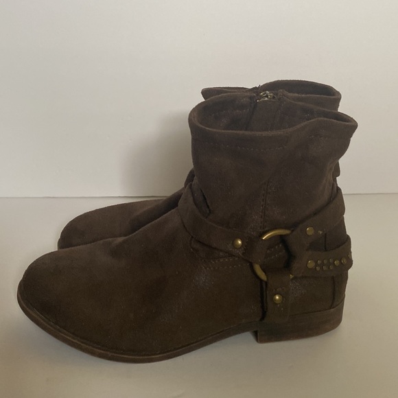 FRYE Kids Youth Sz. 3 Harness Brown Boots Side Zip Shoes Low Top.Good condition. - Picture 9 of 16